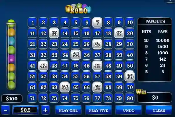 Tabela de Pagamentos do Keno Online